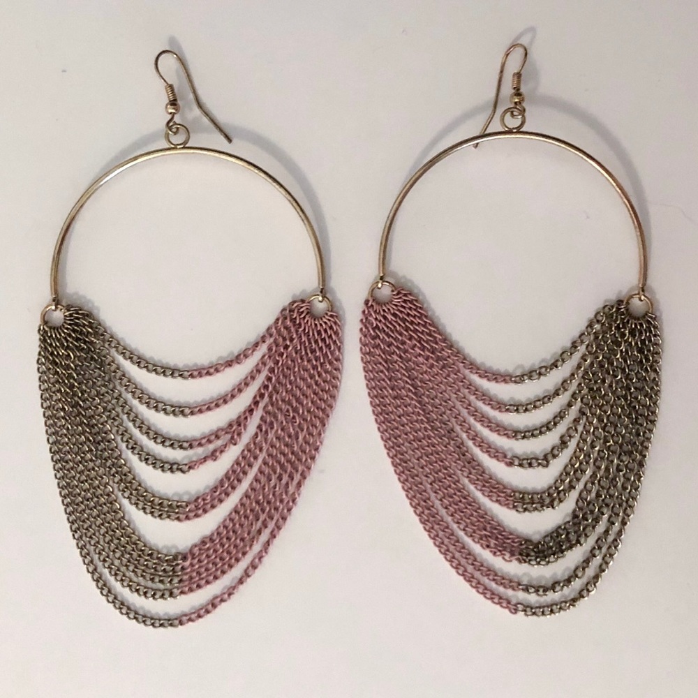 Pink & Gold Chandelier Earrings
